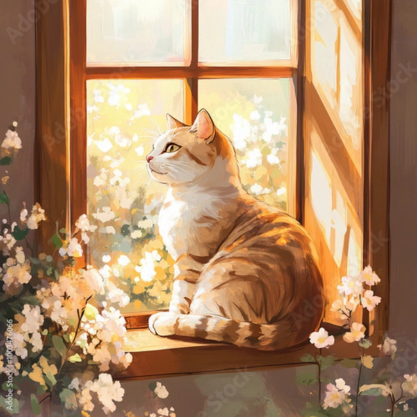 Obraz cat on a window sill