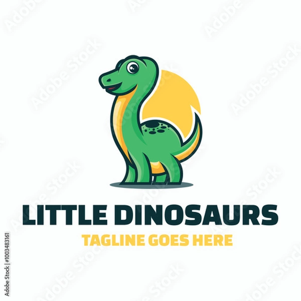 Fototapeta Vector Logo Illustration Little Dinosaurs Mascot Cartoon Style