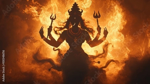 Obraz Hindu goddess in flames