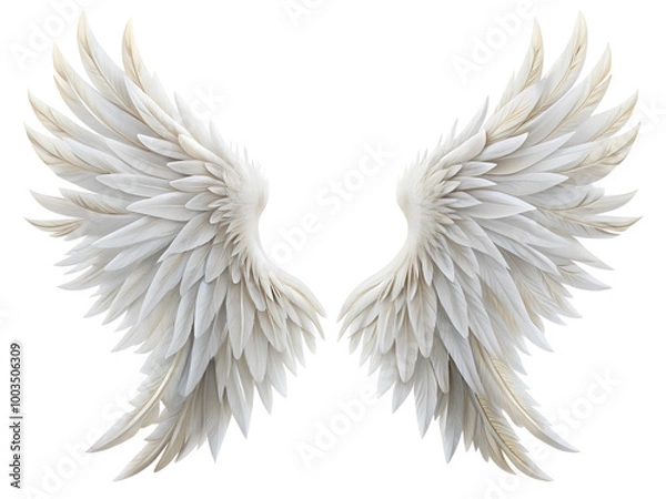 Fototapeta White devil wings on a transparent background.png image
