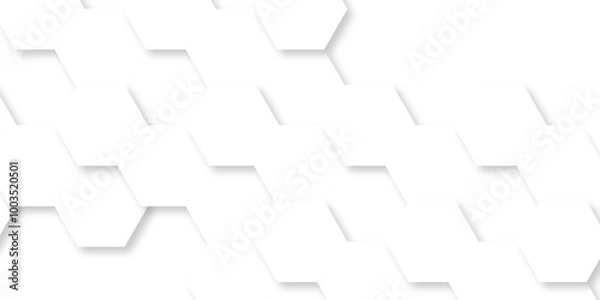 Fototapeta 	
White abstract honeycomb mosaic and tile geometric hexagon vector illustration. geometric digital technology polygon science vintage square mosaic and web cover business texture.