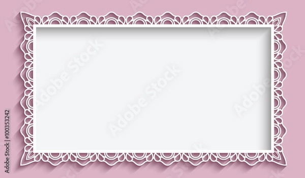 Fototapeta Rectangle frame with paper lace border