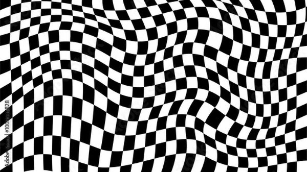 Obraz Black and White Checkered  Groovy Pattern Background