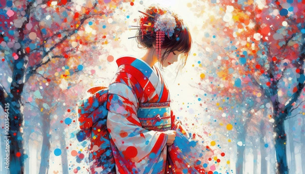 Obraz 着物の女性イラスト