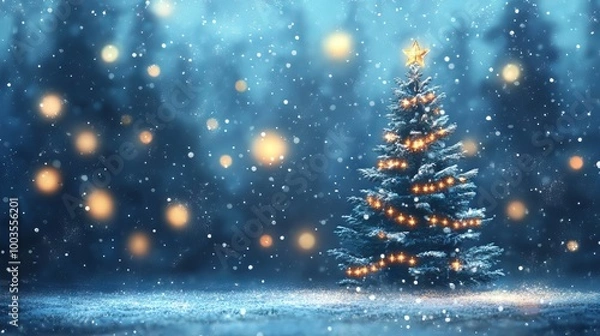 Fototapeta Festive christmas background with fir tree branches, ornaments, and holiday decorations in a cozy winter setting
