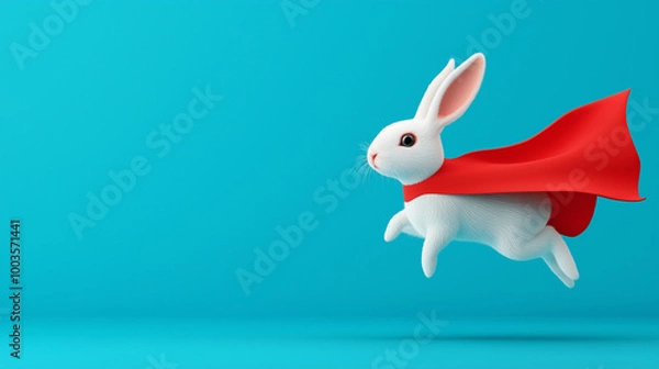 Fototapeta superhero rabbit with his cape