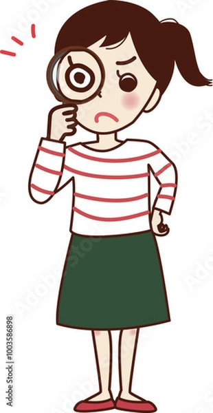 Obraz 虫眼鏡で見る若い女性。