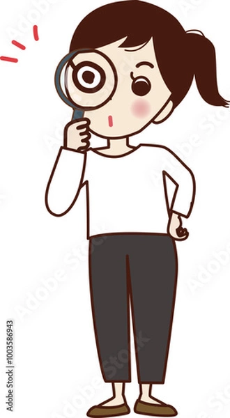 Obraz 虫眼鏡で見る若い女性。