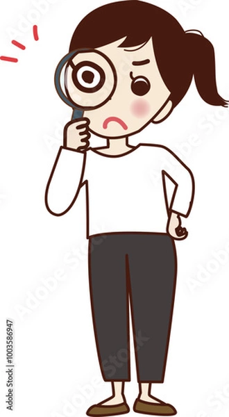 Obraz 虫眼鏡で見る若い女性。