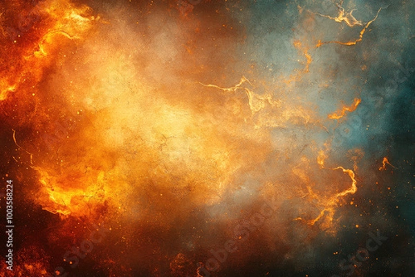 Fototapeta  The background is a fiery explosion, creating an epic and dramatic atmosphere. Created with Ai