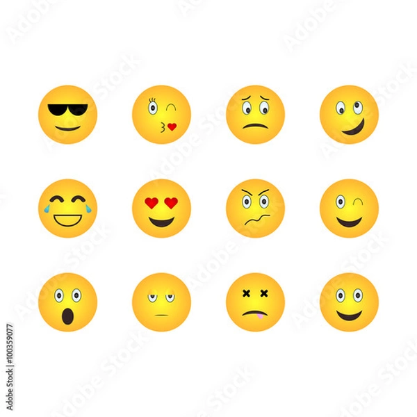 Obraz Emoji icons set illustration.