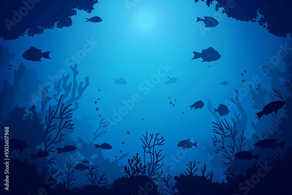 Fototapeta Underwater background with various sea views. Underwater scene. 