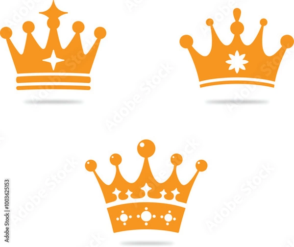 Obraz Royal King and Queen Crown Icon Set Vector illustration on White Background.
