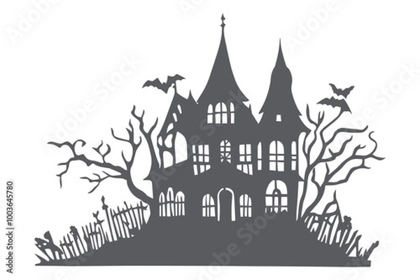 Fototapeta spooky haunted house, Cricut spooky haunted house, paper cut spooky haunted house SVG