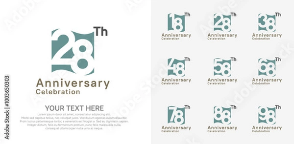Fototapeta Anniversary logo set vector design, green and brown color for celebration event