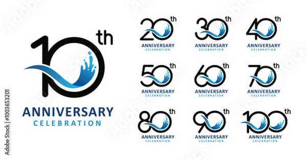 Fototapeta Set of anniversary design water number