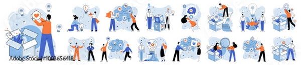 Fototapeta Thought process vector illustration. Learning enhances intelligence applied in thought process Strategy shapes roadmap for creative problem-solving Ideas take flight in realm clear thought process