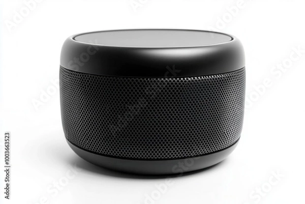 Fototapeta Black portable speaker on white isolate background