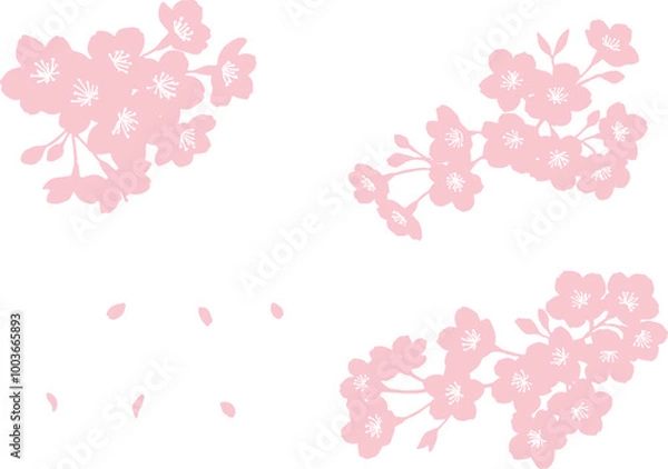 Obraz 桜のシルエットイラストセット