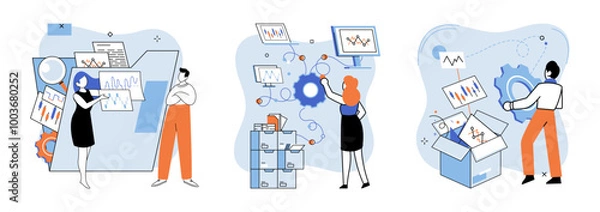Fototapeta Technical analysis. Vector illustration. Finance and economy are closely intertwined, and understanding their relationship is essential for successful financial planning Financial planning Financial