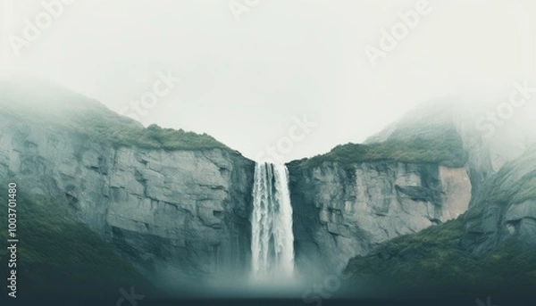 Fototapeta waterfall closeup minimal. Majestic Waterfall