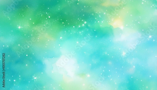 Obraz 幻想的でキラキラした緑と青の抽象的背景