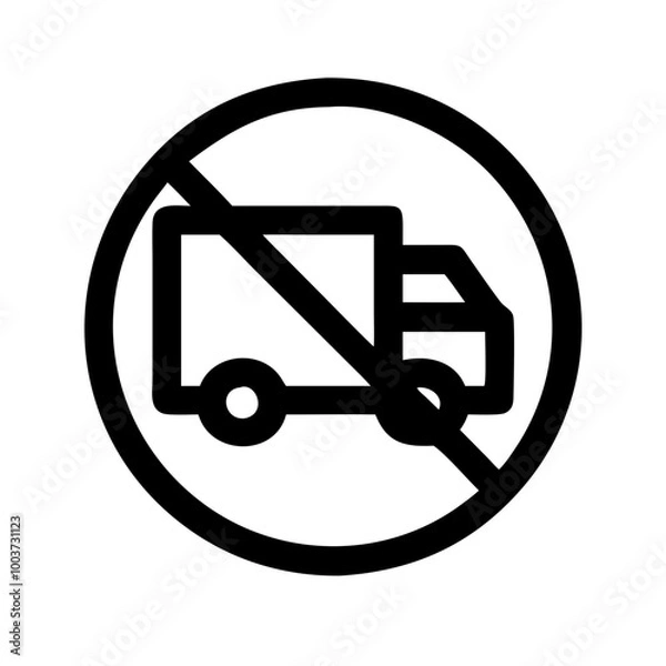 Fototapeta No trucks sign icon with prohibition symbol and clear background