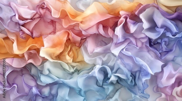 Obraz Colorful abstract fabric ruffles, white isolate background
