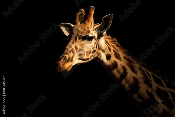 Fototapeta Majestic Giraffe Portrait in Studio Lighting