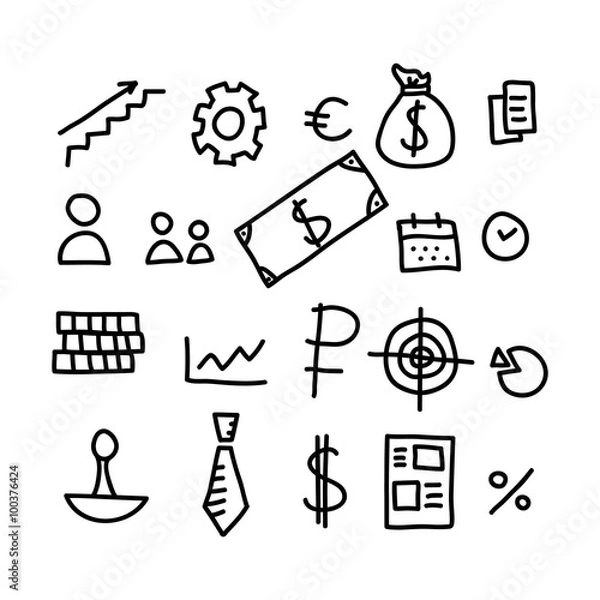 Obraz business doodles icon.vector illustration.