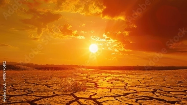 Fototapeta Hotter weather in asia High temperatures and swelters Dangerous heatwave Warm sun countryside Forecast from the meteorology