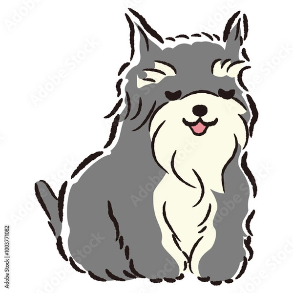 Obraz おじぎをしている犬の手描きイラスト