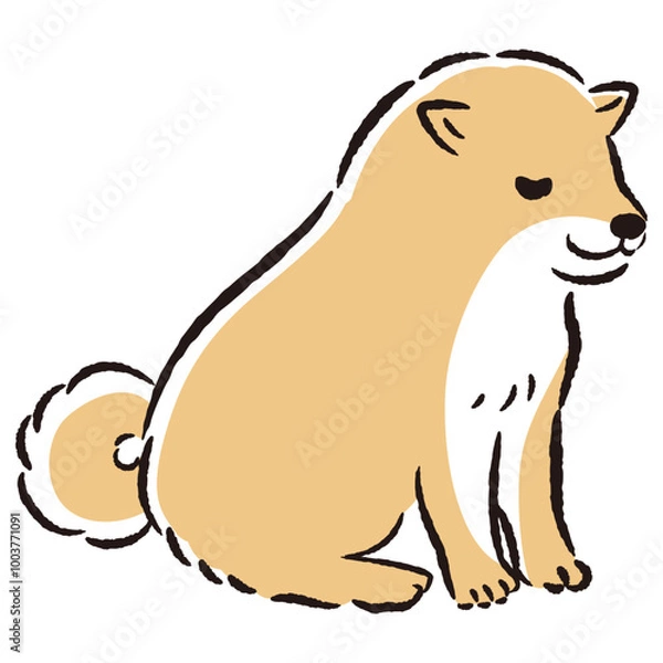 Fototapeta おじぎをしている犬の手描きイラスト