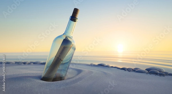 Fototapeta Flaschenpost am Strand