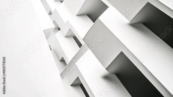 Fototapeta 3D Shifted White Cube Boxes Block Background in Minimalist Design