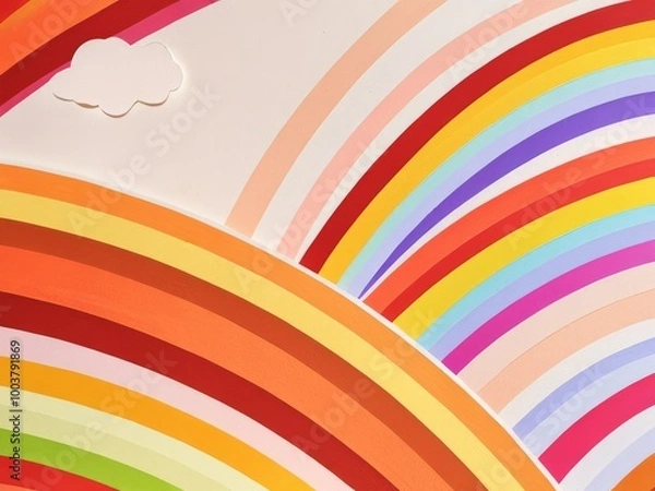 Fototapeta Colorful Rainbow Arches with White Clouds