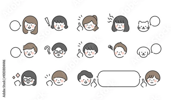Fototapeta 人物イラスト　表情アイコンセット	