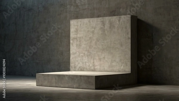 Obraz Concrete podium for product displays against a simple wall.