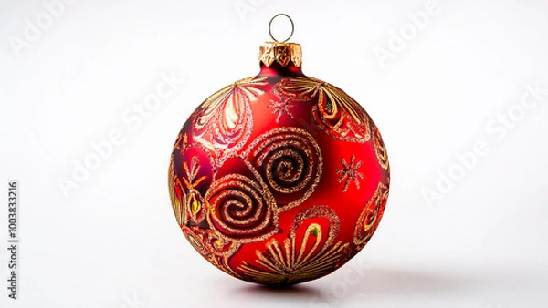 Fototapeta Christmas ball with colorful patterns