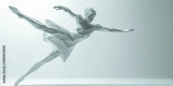 Fototapeta a white and black abstract figure with a shadow