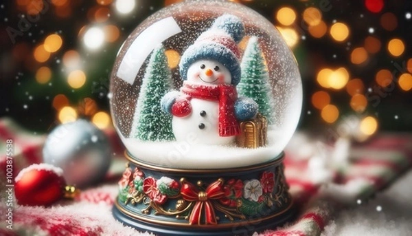 Fototapeta bokeh background.snow globe