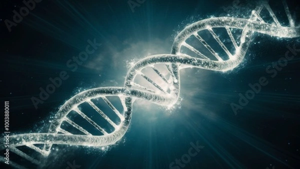 Fototapeta DNA double helix and genome sequence concept for molecular biochemistry backgrounds, genetic code and gene research