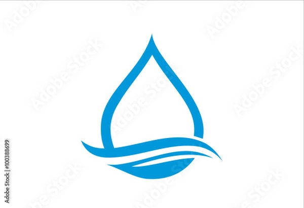 Fototapeta water drop with waves vector design logo
