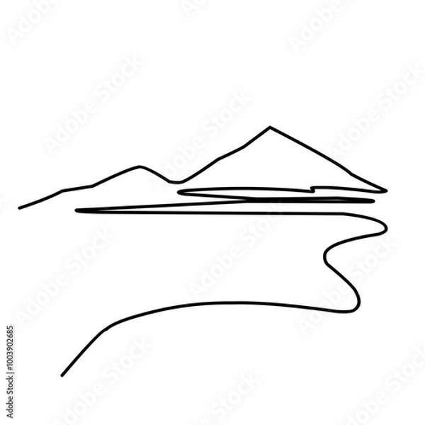 Fototapeta One Continuous Line Drawing Mountain