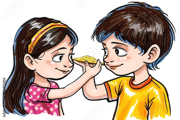 Fototapeta Bhai Dooj Greeting Card Background, Generative AI