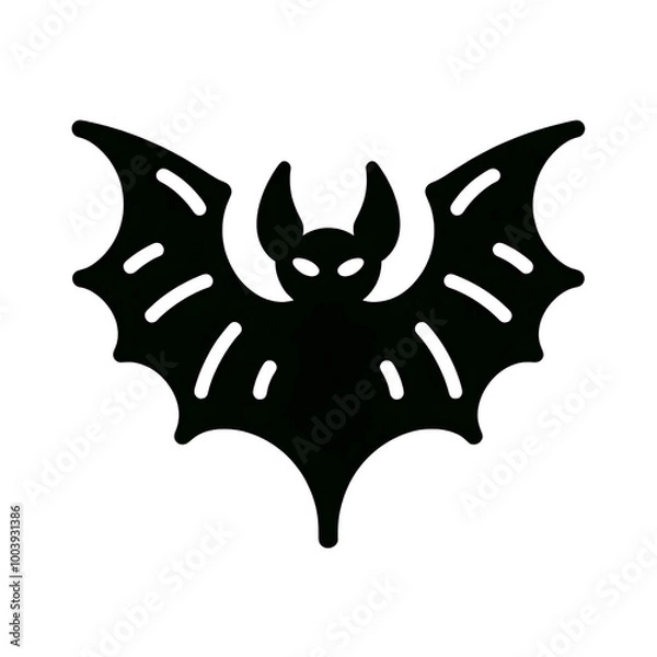 Obraz AI Generated Bat Icon in Black Isolated in White Background. Bat Symbol Logo Vector Design for Graphic Resources