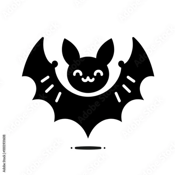 Obraz AI Generated Bat Icon in Black Isolated in White Background. Bat Symbol Logo Vector Design for Graphic Resources