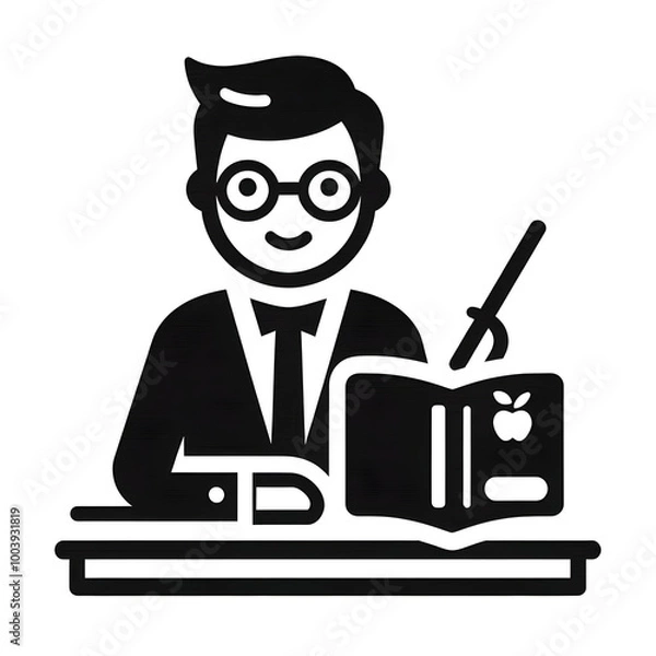 Obraz AI Generated Teacher Icon Isolated in White Background. Teacher Symbol Logo Vector Design for Graphic Resources