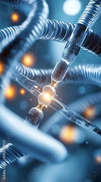 Fototapeta Pixel Art of a Gene Editing Tool in a High tech Biotechnology Research Lab
