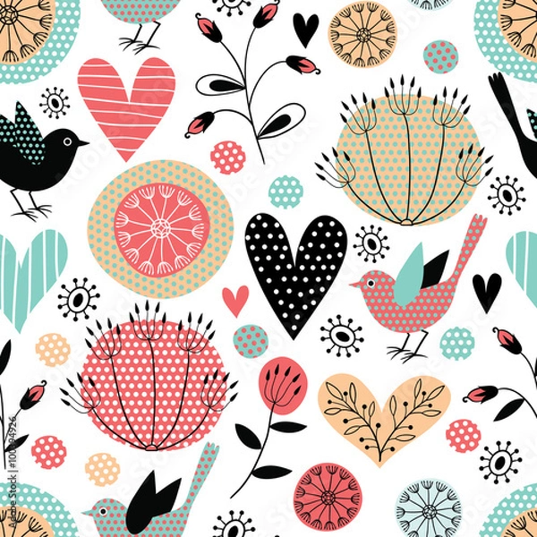 Fototapeta Romantic vector seamless pattern